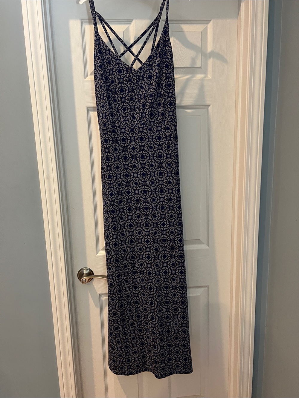 Market & Spruce Navy and White Printed Strappy Maxi Dress